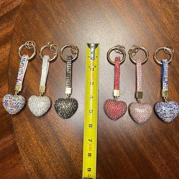 NEW Multicolor Rhinestone Heart Keychain / Purse Charm - Picture 5 of 7